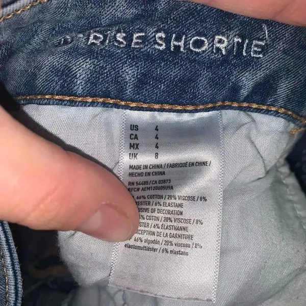 American Eagle destroyed size 4 hi-rise cutoff denim shortie - Image 2