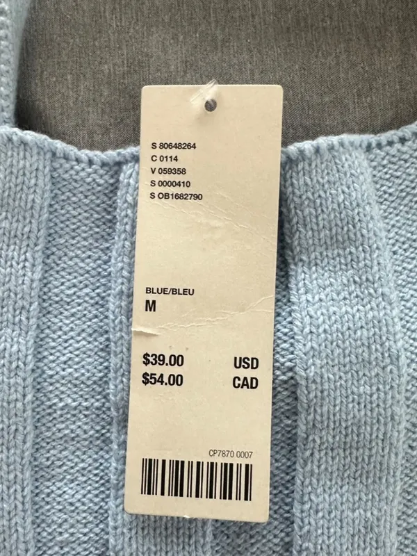 NEW Urban Outfitters Size Medium Ribbed Knit Blue Camisole Crop Top Summer - Image 4
