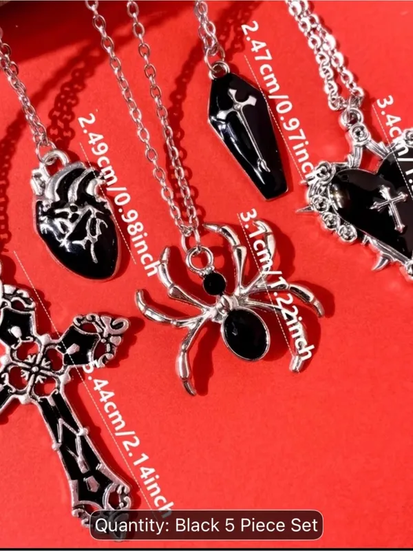 Y2K Vintage Style Stainless Steel (5) Piece Gothic/Punk Style “18 inch Necklaces - Image 3