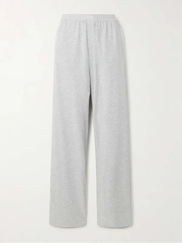 Skims Boyfriend Stretch-Modal & Cotton-Blend Jersey Track Pants Light Heather - Image 3