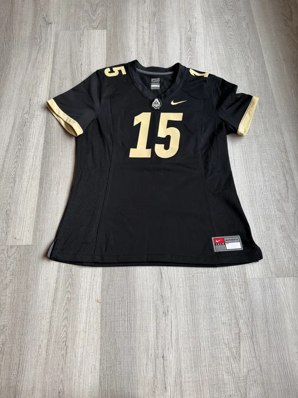 Nike Team Authentic Football Jersey #15 Black Gold Mesh Size Large - Image 4