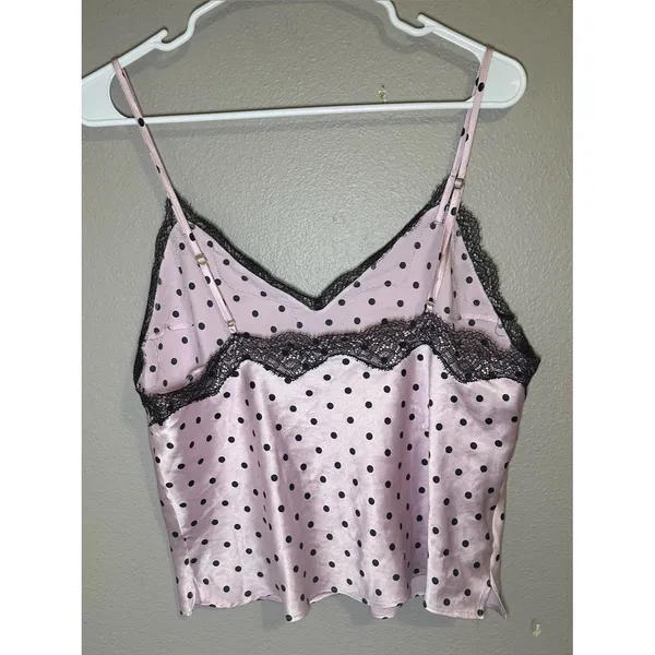 Victoria’s Secret Pink & Black Lace Trim Polka Dot Cami Top Women’s Size Medium - Image 4