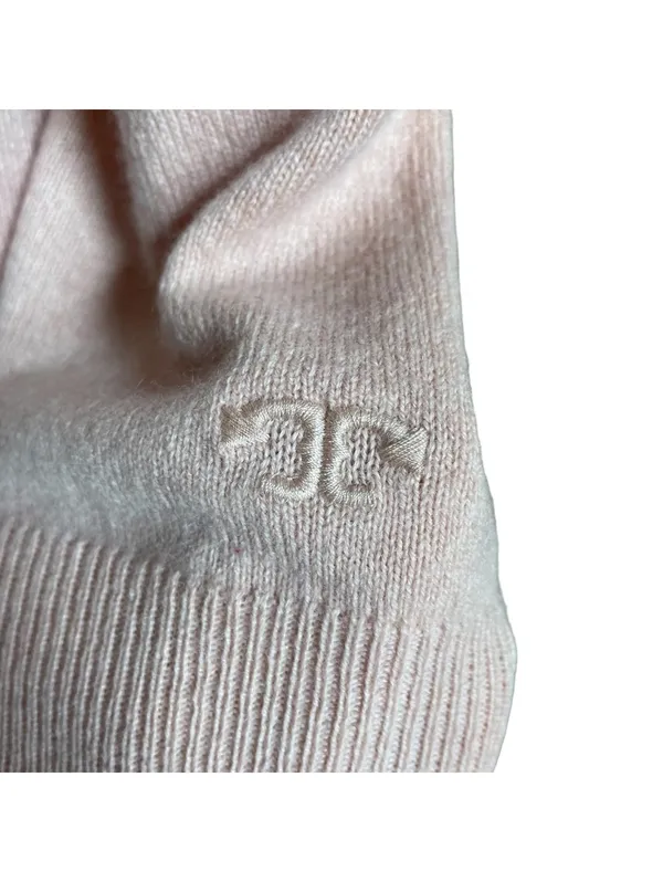 Tory Burch Pale Pink 100% Cashmere Crewneck Sweater Size Small Luxury Minimalist - Image 4