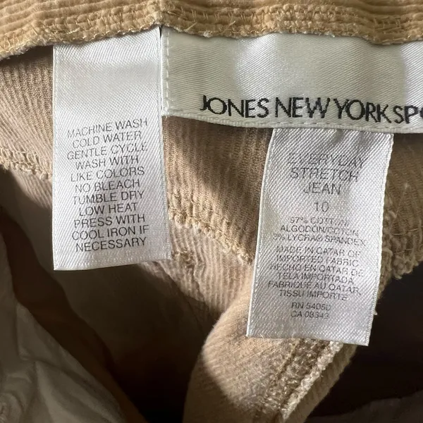 Jones New York Sport Everyday Stretch Corduroy Pants Tan Straight Leg Size 10 - Image 7
