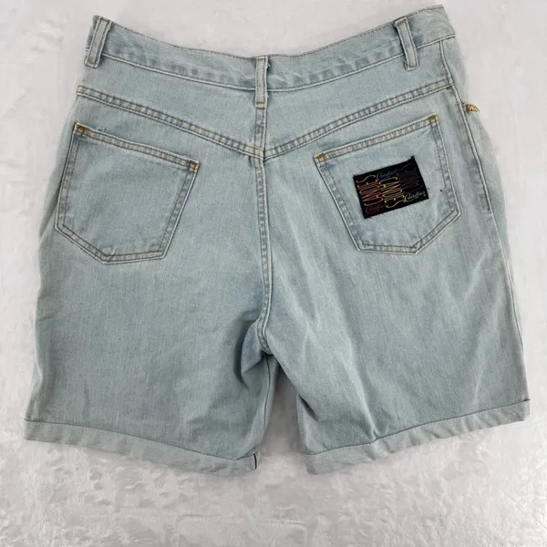 Candies Vintage Golf Club Jean Shorts Embroidered Gold Studs Denim Bermuda 80s - Image 2