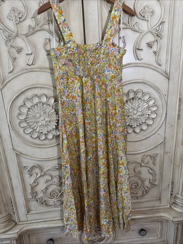 MSK Floral Yellow Rayon Sundress - Lightweight Women's Dress Size Medium - Image 11