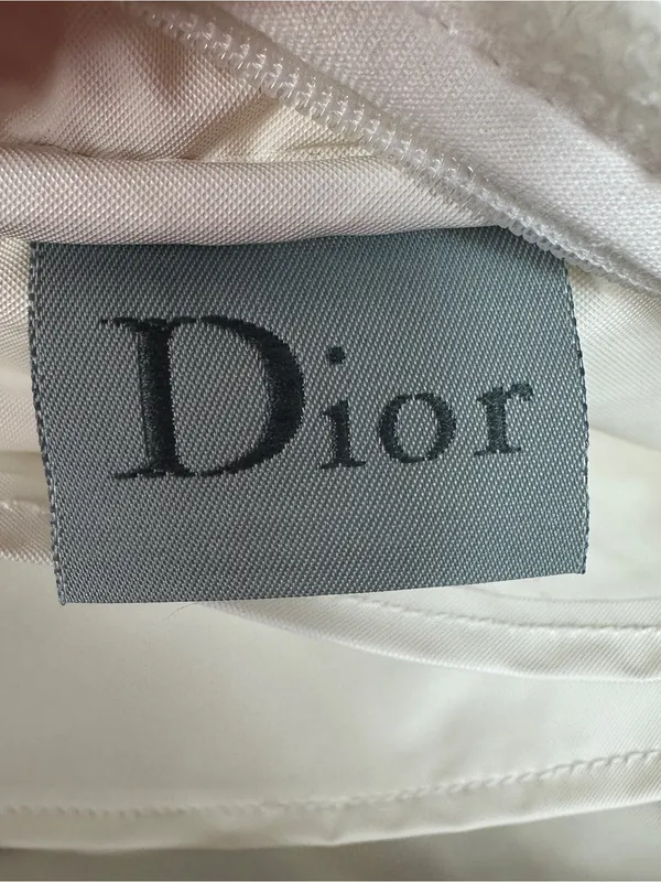 Dior White Plush Tote with Blue J'ADORE DIOR Logo - Image 4