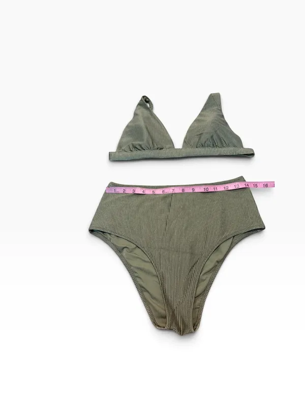 AERIE green shine rib high waisted cheeky bikini - Image 3