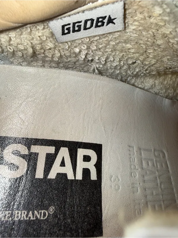 Golden Goose Super-Star Sneakers EU 39(9) White Leather Silver Glitter Star GGDB - Image 10