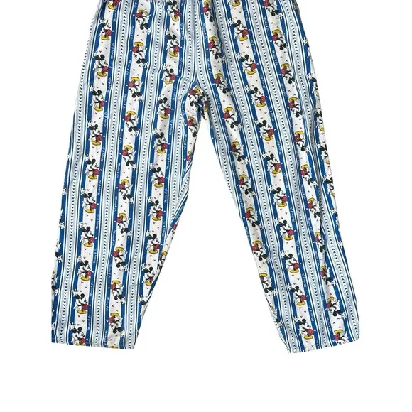 Vintage Disney Mickey Mouse‎ Blue Striped Pajama Bottoms Size Large - Image 2