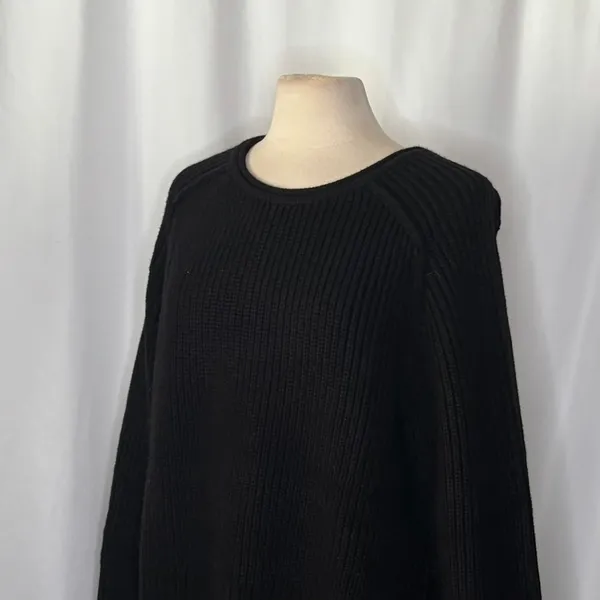 ZARA Wool Blend Solid‎ Black Shaker Knit Pullover Sweater Minimalist Medium - Image 9