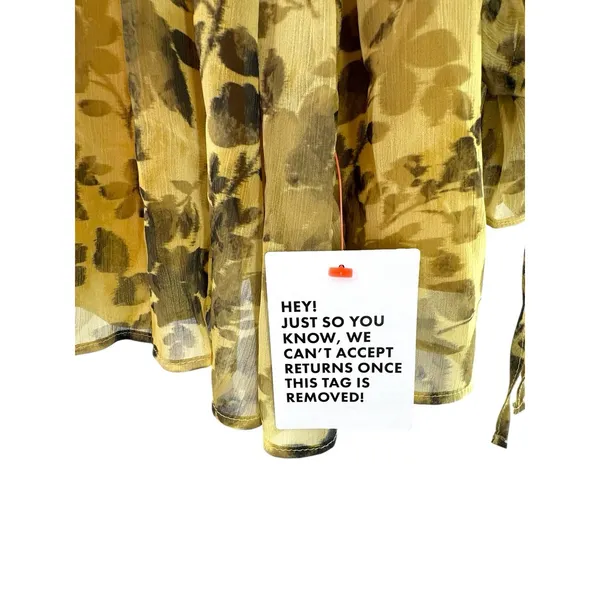 Topshop Yellow Floral‎ Sheer Ruffle Tie Mini Dress US 6 Boho Chic Romantic NWT - Image 9