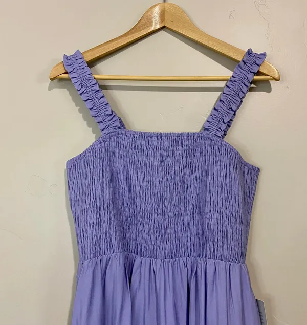 Nsr Women’s Julia Woven Smocked Ruffle Tank Dress Lavender Size Medium NWT - Image 2