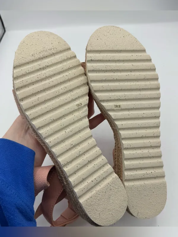 Lucky Brand Thimba Ankle Wrap Espadrille Sandal size 7.5‎ pink linen summer - Image 4