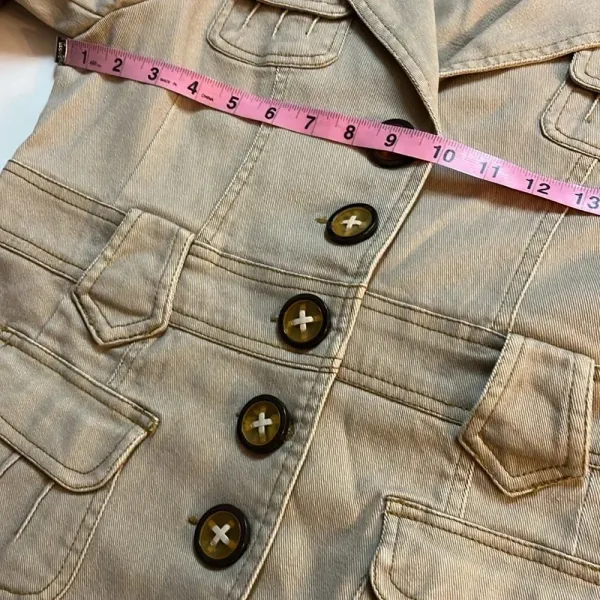 Luii jacket medium neutral jacket denim feel cotton blend cute buttons pockets Tan - Image 5