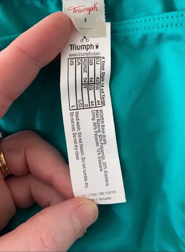 Triumph Teal Tie String Bikini Bottoms NWT Size L - Image 4