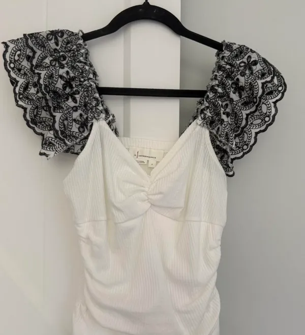 Anthropologie white ruffled top - Image 3