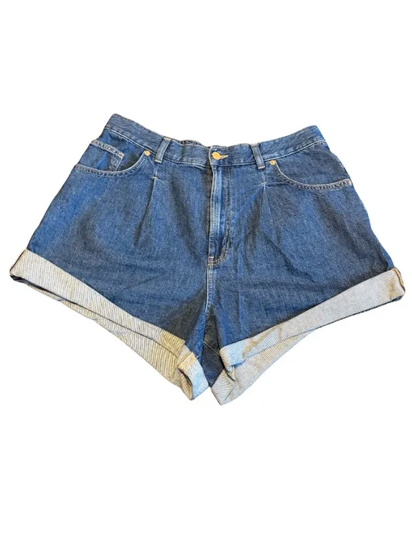 We The Free Danni High Rise Shorts Denim Dark Wash Oversized Cuff Size Large - Image 2