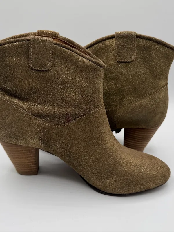 Maje Jaune Gold Metallic Suede Western Ankle Boots Tassel EU 36 US 5.5 - Image 5
