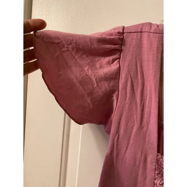 Studio Y Pink lace flutter sleeve Top size L Y2k - Image 4