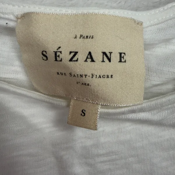 Sézane S Top Ruffle Swiss Dot Pom Pom Lace Slub Organic Cotton White Feminine - Image 5
