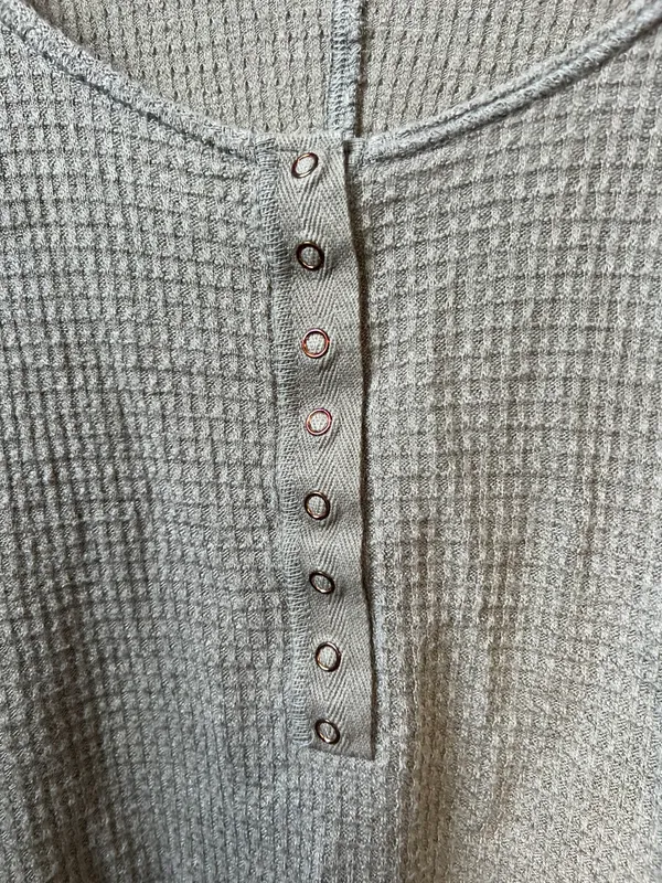 Free People Green Gray Waffle Tee - Image 3