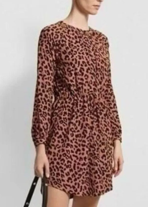 Rails Bella Jaguar Long Sleeve Leopard Print Shirt Dress Tie Waist Size Medium - Image 2