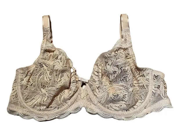 Felina Like New 36DD 115073 Peridot Unlined Lace Mesh T Shirt Bra Women’s Nude Beige - Image 3