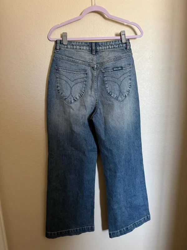 ROLLAS‎ Sailor Jean Sz 28 Pisces Blue Wide Leg High Rise - Image 8