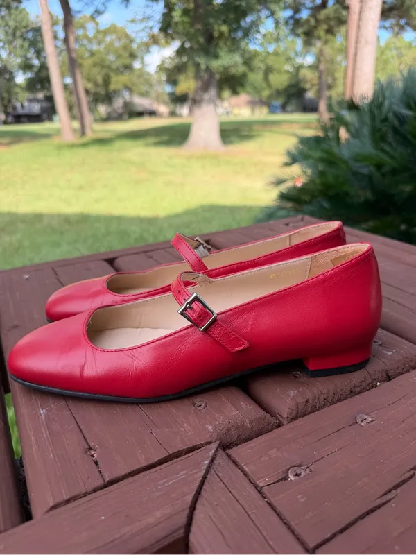 ALOHAS Por Do Sol Red Leather Mary Jane Ballet Flats EU 37 US 6.5 $190 - Image 8
