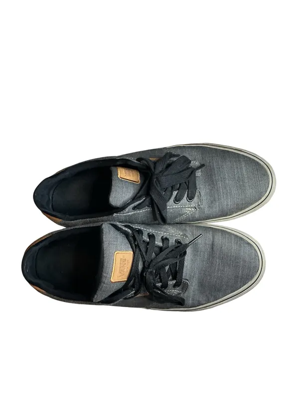 Vans Men’s Size 12 Gray Canvas Low Top Sneakers w/ Tan Leather Accents - Image 3