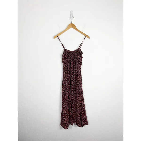 Urban Outfitters Veronica Midi Dress Size XS Ruched Geometric Smocked Back - Image 13