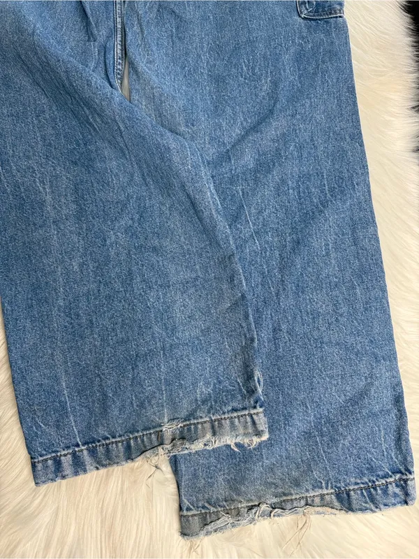 H&M Divided Blue Denim Baggy Fit Cargo Jeans - Image 7