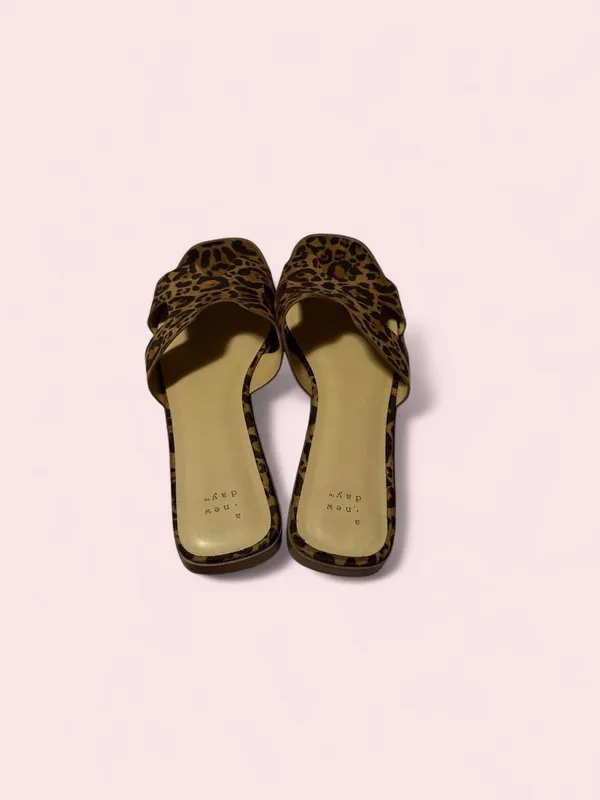 a new day Leopard Print Slide Sandals - Brown/Black - Image 3