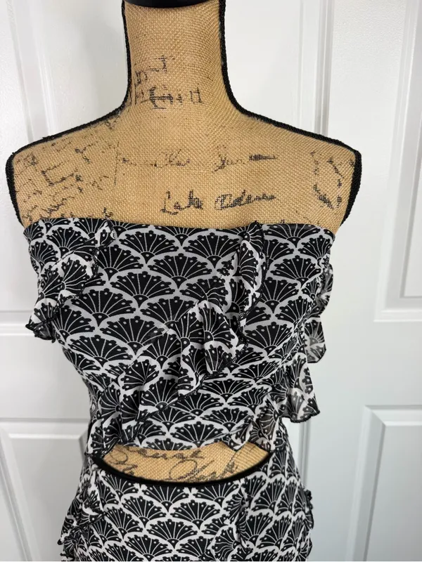 Thirty/Thirty LA Black Mesh Two Piece Maxi Skirt Crop Top Set Sz M NWOT - Image 4