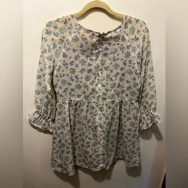 Free people boho floral‎ mini dress sz 6 - Image 6