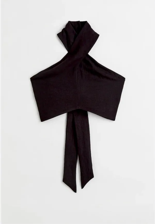 H&M Black Twist Halter Top With Open Tie Back - Image 4