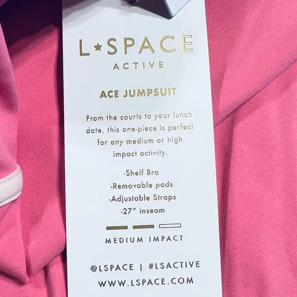 L*Space Ace Jumpsuit Pink Taffy & Cream Sporty Anthropologie Pilates Yoga Small - Image 11