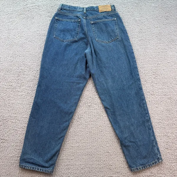 Vintage Eddie Bauer Flannel Lined Jeans 90s High Waisted Blue Denim 27x26 - Image 2