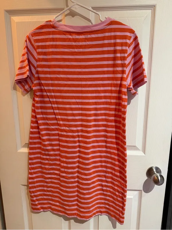 Free Assembly Pink and Orange Striped Tee Dress - Image 3