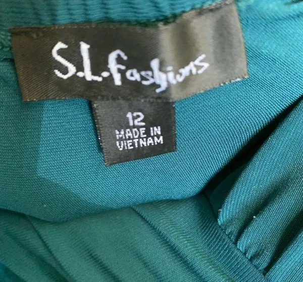 S.L. Fashions Teal Sweetheart Neck Wedding Maxi Evening Stretch Dress - Image 4