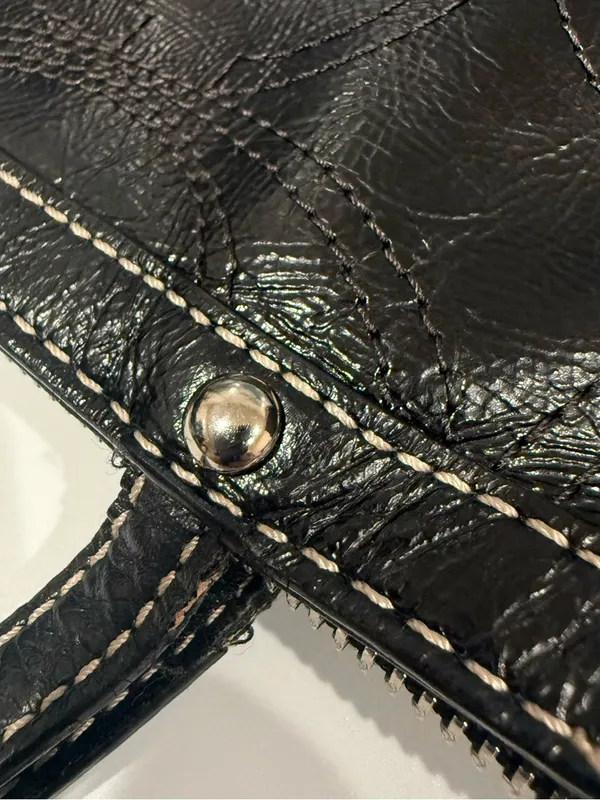 Coach East West Gallery Embossed Patent Leather Medium Tote Black Bag Authentic - Image 11
