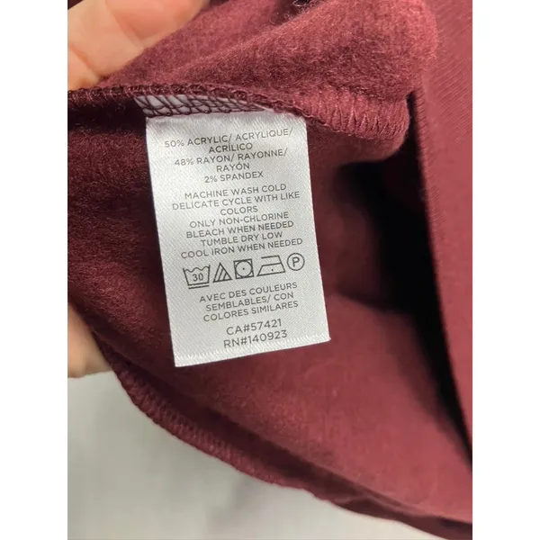 Lou & Grey Nordstrom Signature Soft Plush 1/4‎ Zip Sweatshirt Maroon Burgundy M - Image 3