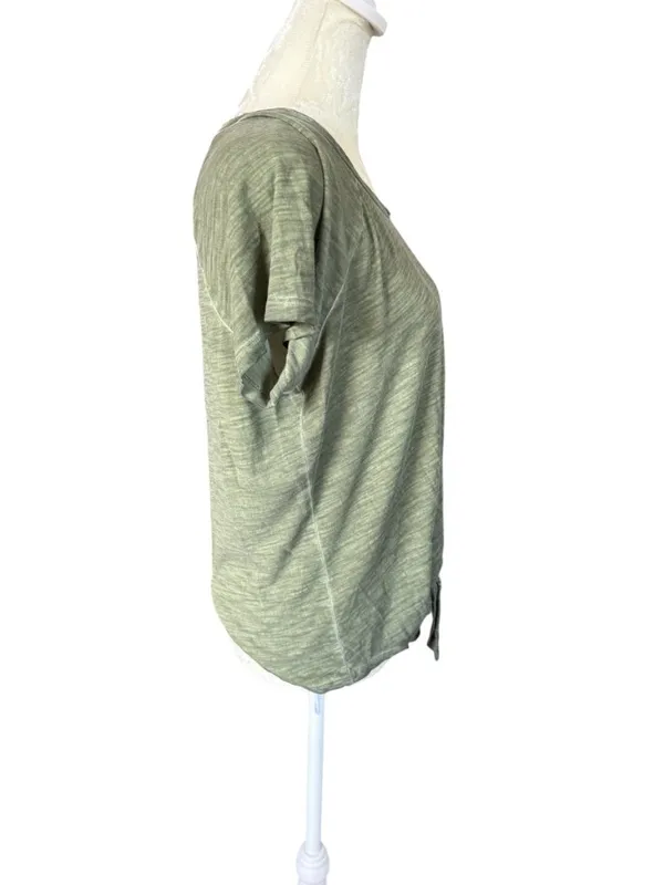 Sanctuary khaki green pullover tie front short sleeve top women's size small - Image 3