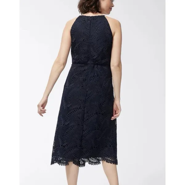 Chico's‎ Navy Blue Palm Leaf Lace Halter Midi Dress NWT Size 0.5 US 6 - Image 5