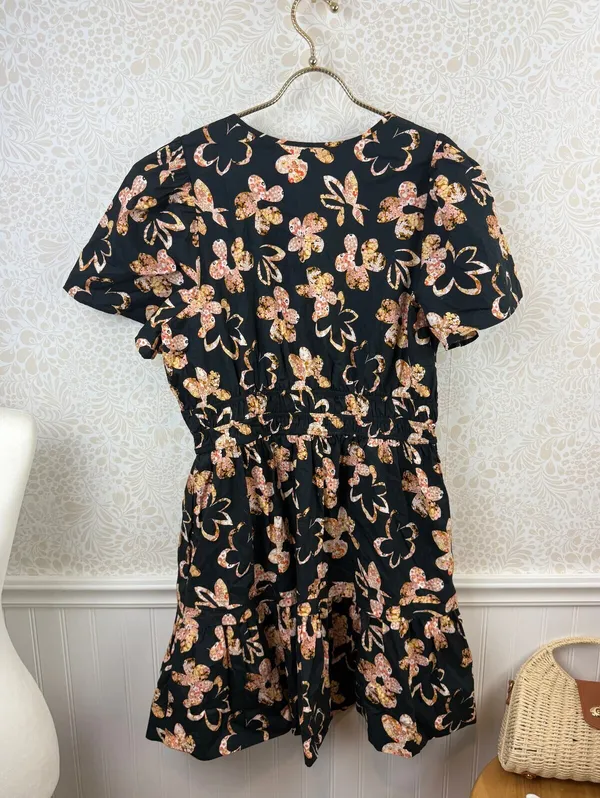 Anthropologie Black 100% Cotton Floral Print Somerset Mini Dress - Size - XL - Image 11