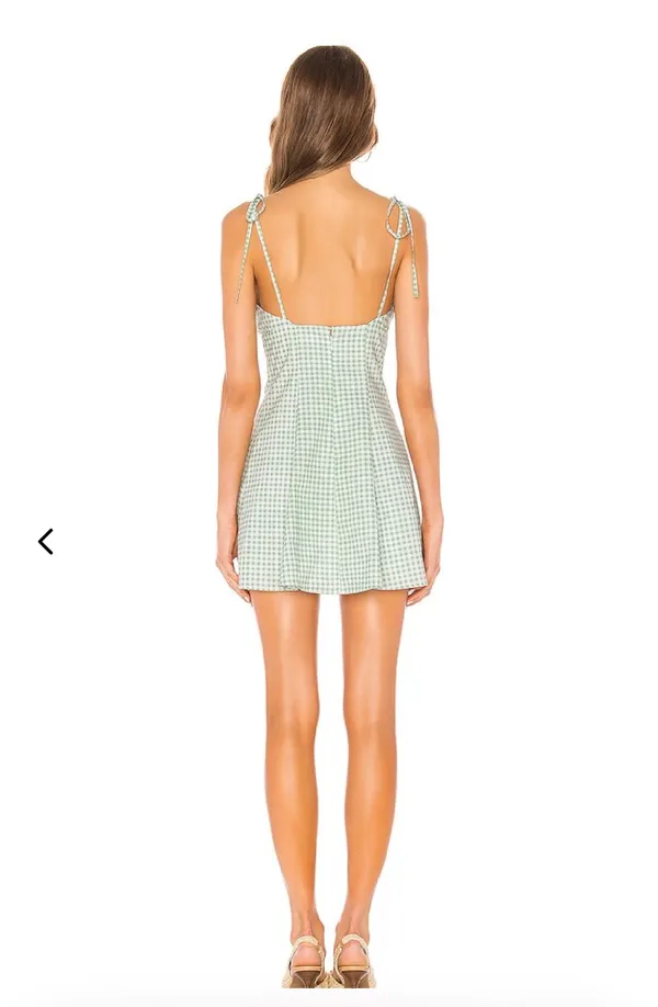 Lovers + Friends Cat Mini Dress mint green gingham - Image 3