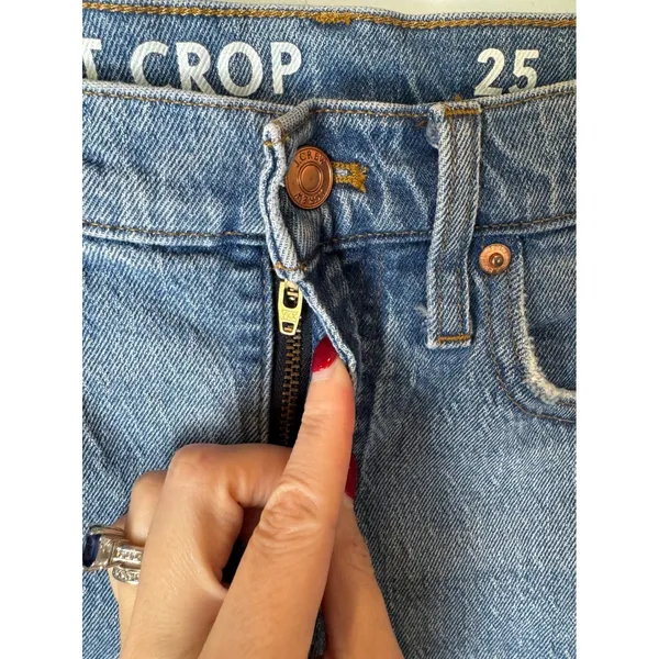 J‎ Crew Jeans Women 25 Blue Medium Wash Distressed Denim Demi Boot Crop Preppy - Image 7