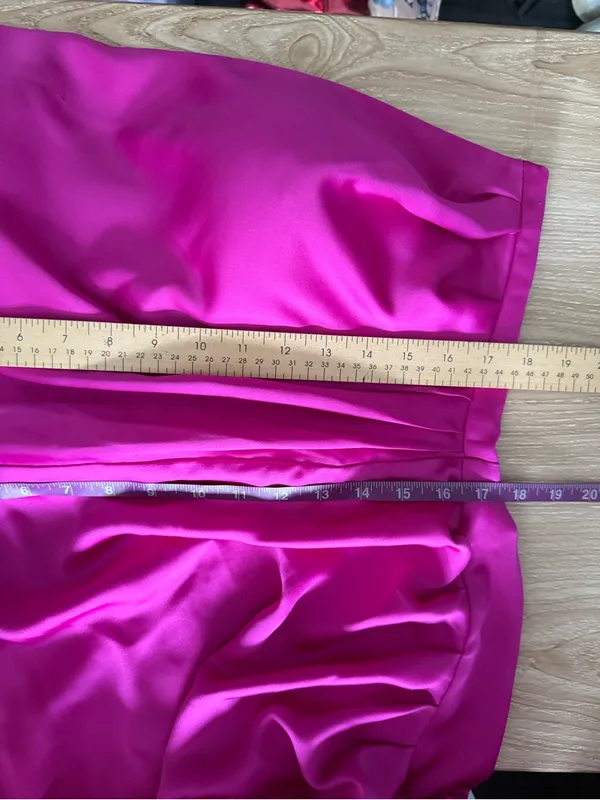 Tarik Ediz US 14 51147 Asymmetrical Bodice Slit Gown Fuchsia Pink Evening Party - Image 15