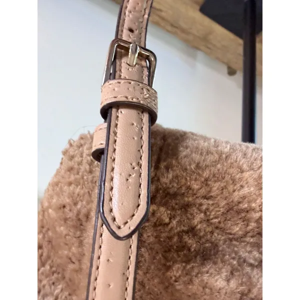 Kate Spade Ellie Faux Fur Small Tote Tan Teddy Crossbody Bag *AS IS* - Image 14